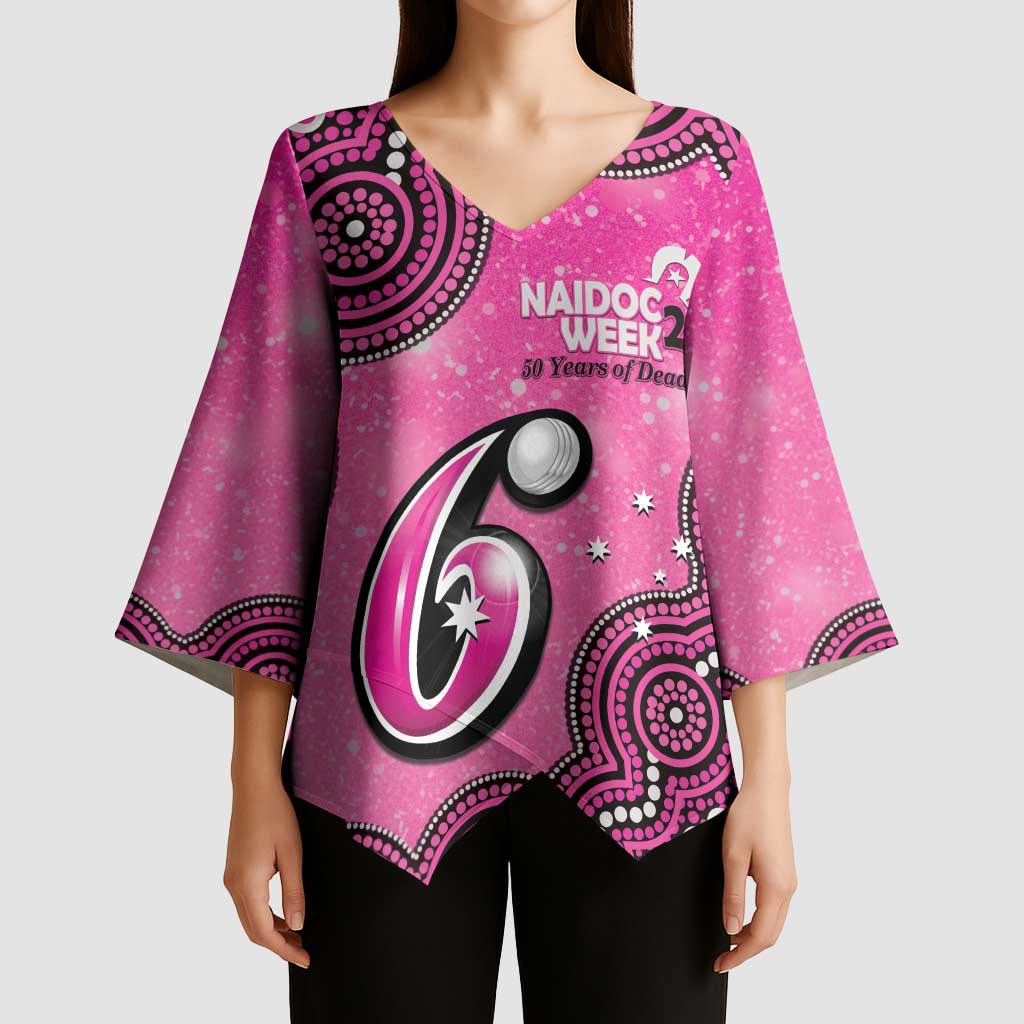 Sydney Sixers NAIDOC Week 2026 Custom Kimono Sleeve Blouse 50 Years Deadly Indigenous Art Glitter Effect