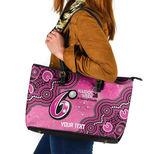 Sydney Sixers NAIDOC Week 2026 Custom Leather Tote Bag 50 Years Deadly Indigenous Art Glitter Effect