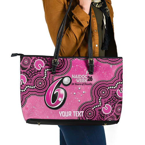 Sydney Sixers NAIDOC Week 2026 Custom Leather Tote Bag 50 Years Deadly Indigenous Art Glitter Effect