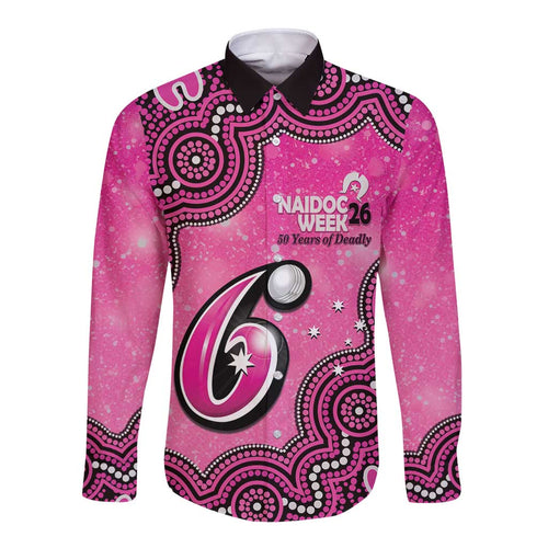 Sydney Sixers NAIDOC Week 2026 Custom Long Sleeve Button Shirt 50 Years Deadly Indigenous Art Glitter Effect