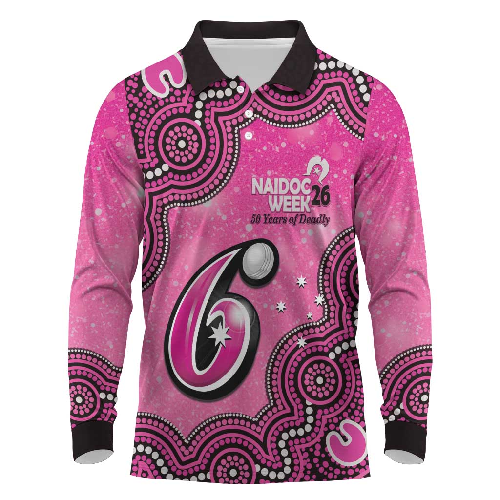 Sydney Sixers NAIDOC Week 2026 Custom Long Sleeve Polo Shirt 50 Years Deadly Indigenous Art Glitter Effect