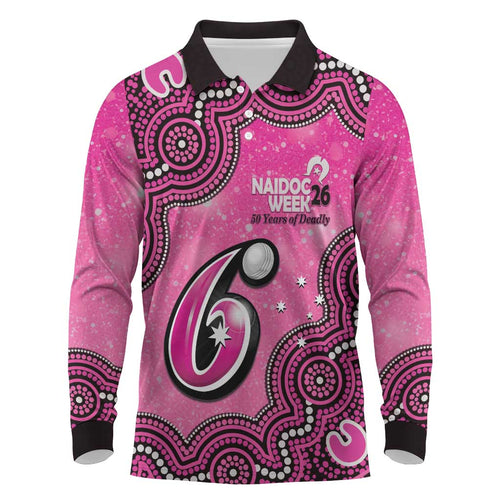 Sydney Sixers NAIDOC Week 2026 Custom Long Sleeve Polo Shirt 50 Years Deadly Indigenous Art Glitter Effect