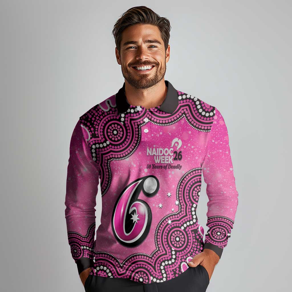 Sydney Sixers NAIDOC Week 2026 Custom Long Sleeve Polo Shirt 50 Years Deadly Indigenous Art Glitter Effect