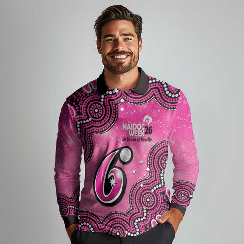 Sydney Sixers NAIDOC Week 2026 Custom Long Sleeve Polo Shirt 50 Years Deadly Indigenous Art Glitter Effect