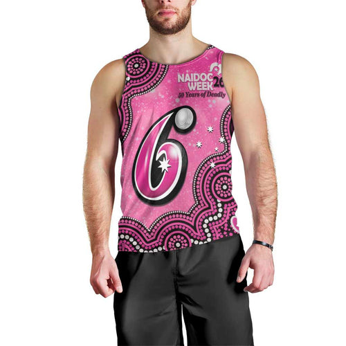 Sydney Sixers NAIDOC Week 2026 Custom Men Tank Top 50 Years Deadly Indigenous Art Glitter Effect