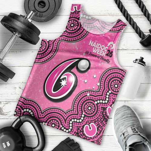 Sydney Sixers NAIDOC Week 2026 Custom Men Tank Top 50 Years Deadly Indigenous Art Glitter Effect