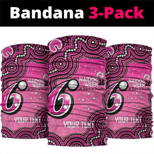 Sydney Sixers NAIDOC Week 2026 Custom Neck Gaiter 50 Years Deadly Indigenous Art Glitter Effect