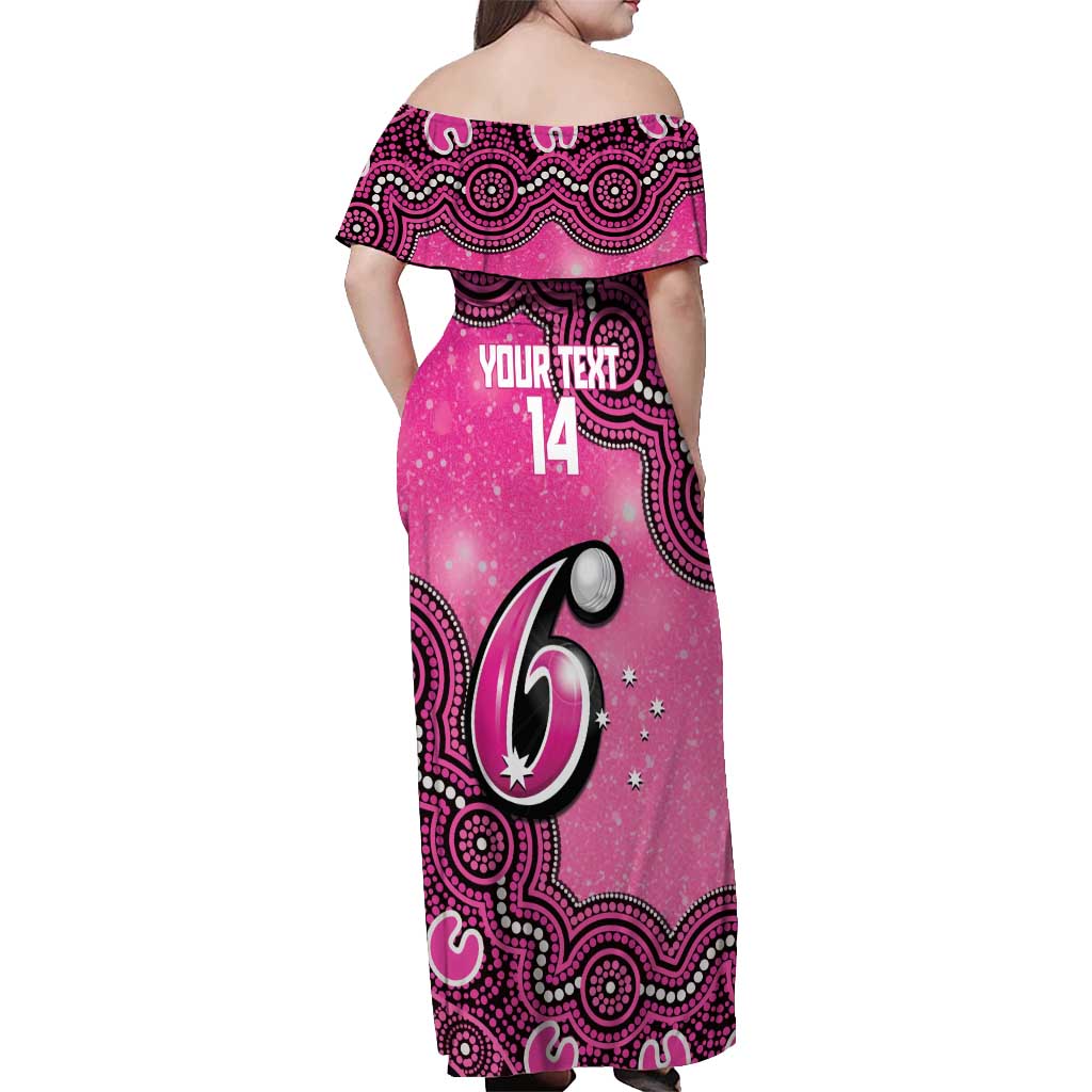 Sydney Sixers NAIDOC Week 2026 Custom Off Shoulder Maxi Dress 50 Years Deadly Indigenous Art Glitter Effect