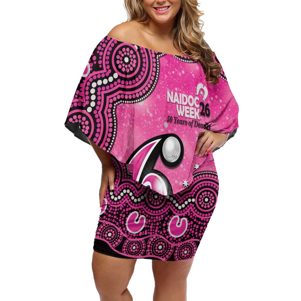 Sydney Sixers NAIDOC Week 2026 Custom Off Shoulder Short Dress 50 Years Deadly Indigenous Art Glitter Effect