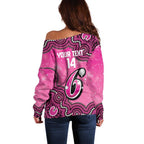 Sydney Sixers NAIDOC Week 2026 Custom Off Shoulder Sweater 50 Years Deadly Indigenous Art Glitter Effect