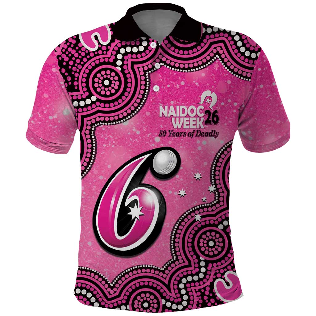 Sydney Sixers NAIDOC Week 2026 Custom Polo Shirt 50 Years Deadly Indigenous Art Glitter Effect