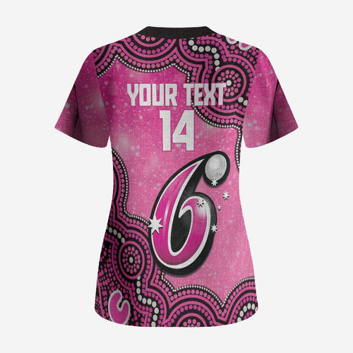 Sydney Sixers NAIDOC Week 2026 Custom Scrub Top 50 Years Deadly Indigenous Art Glitter Effect