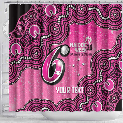 Sydney Sixers NAIDOC Week 2026 Custom Shower Curtain 50 Years Deadly Indigenous Art Glitter Effect