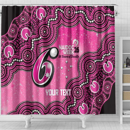 Sydney Sixers NAIDOC Week 2026 Custom Shower Curtain 50 Years Deadly Indigenous Art Glitter Effect