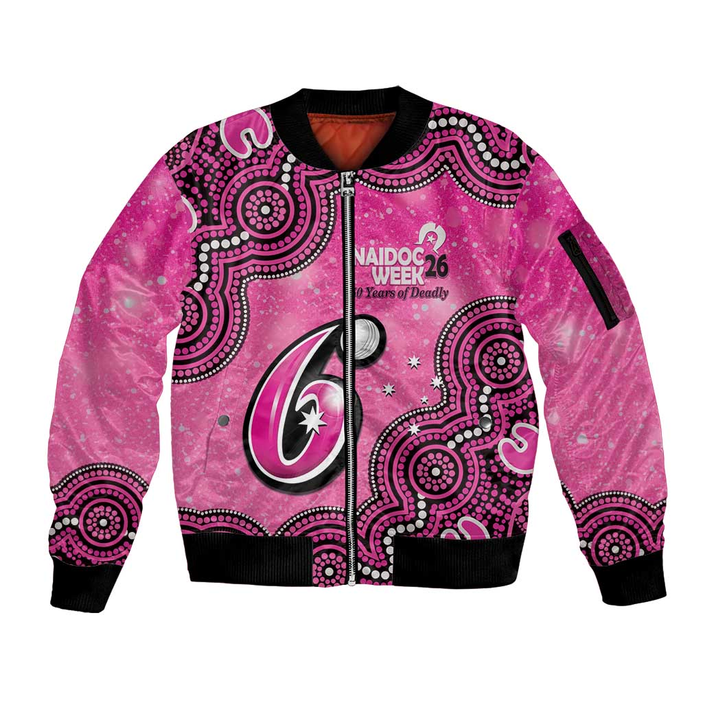Sydney Sixers NAIDOC Week 2026 Custom Sleeve Zip Bomber Jacket 50 Years Deadly Indigenous Art Glitter Effect