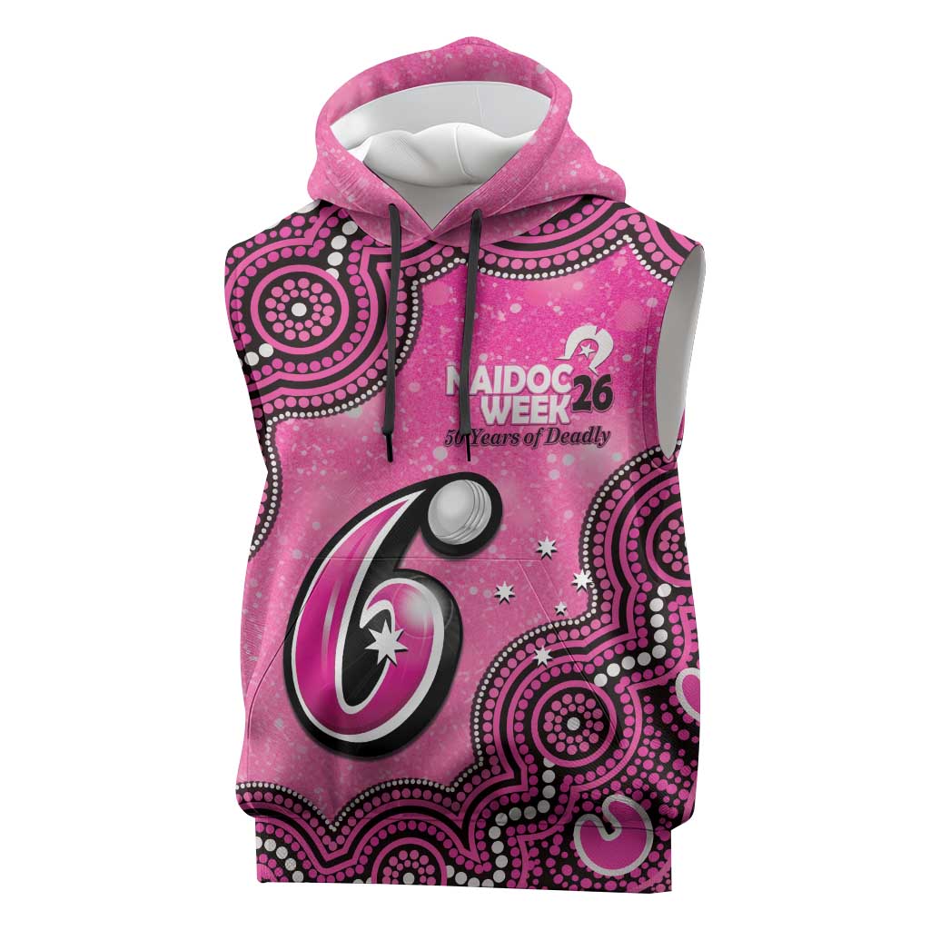 Sydney Sixers NAIDOC Week 2026 Custom Sleeveless Hoodie 50 Years Deadly Indigenous Art Glitter Effect