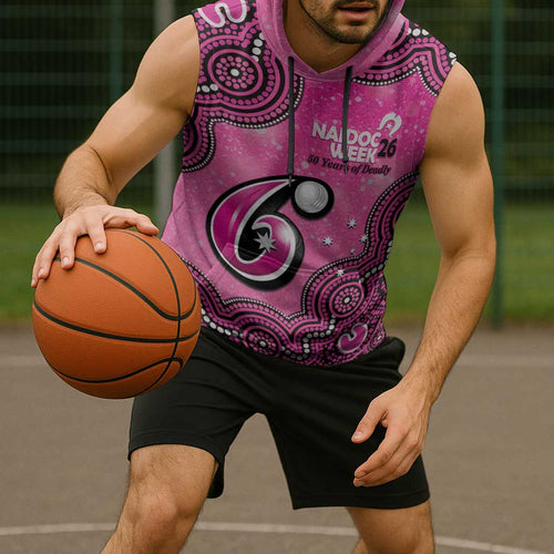 Sydney Sixers NAIDOC Week 2026 Custom Sleeveless Hoodie 50 Years Deadly Indigenous Art Glitter Effect