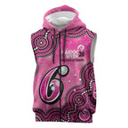 Sydney Sixers NAIDOC Week 2026 Custom Sleeveless Zip Hoodie 50 Years Deadly Indigenous Art Glitter Effect