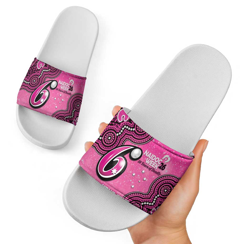 Sydney Sixers NAIDOC Week 2026 Custom Slide Sandals 50 Years Deadly Indigenous Art Glitter Effect