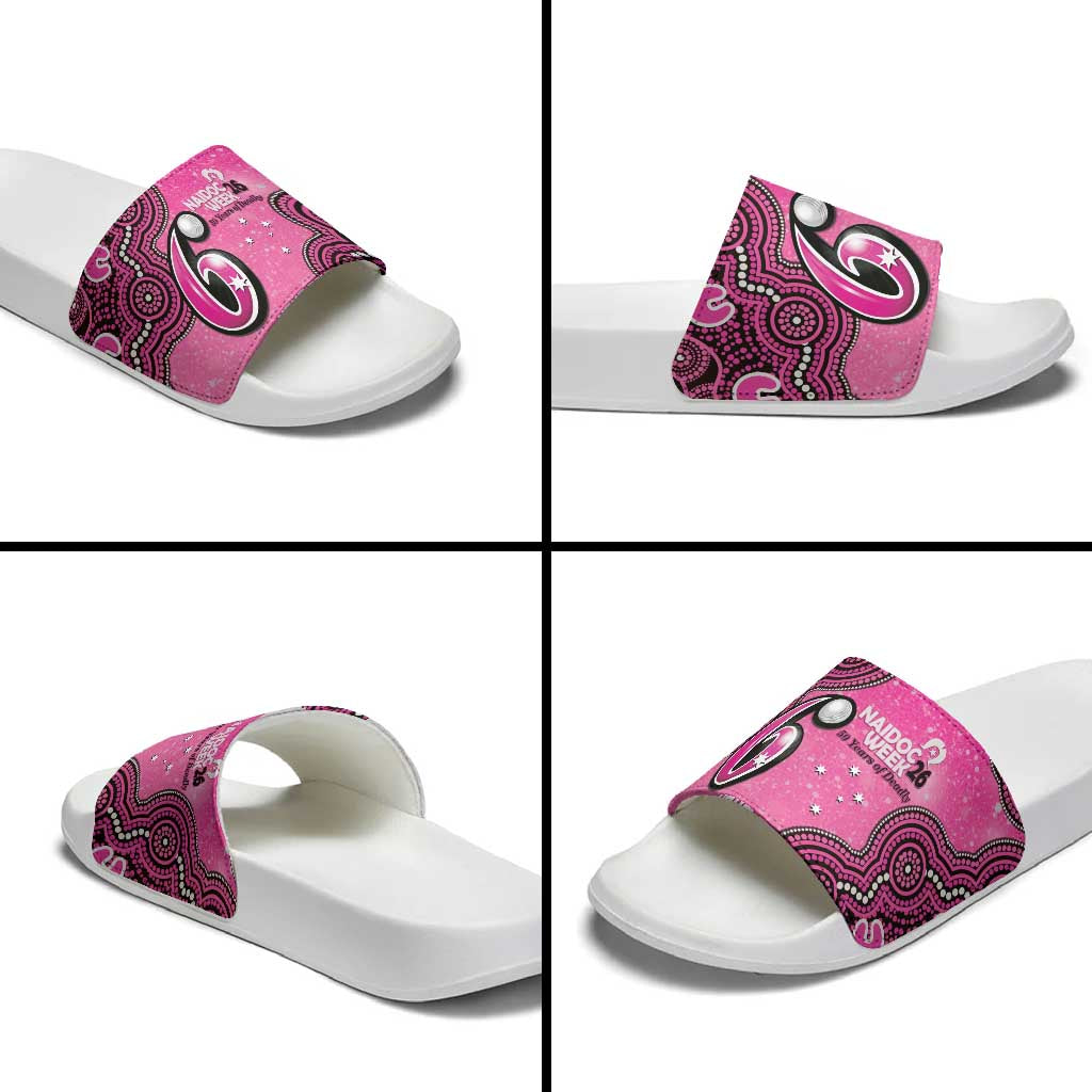 Sydney Sixers NAIDOC Week 2026 Custom Slide Sandals 50 Years Deadly Indigenous Art Glitter Effect