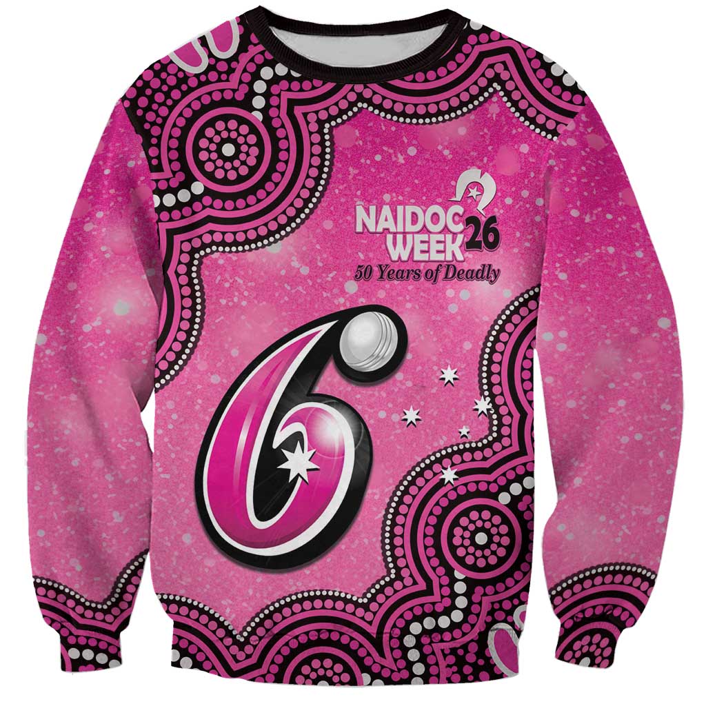 Sydney Sixers NAIDOC Week 2026 Custom Sweatshirt 50 Years Deadly Indigenous Art Glitter Effect