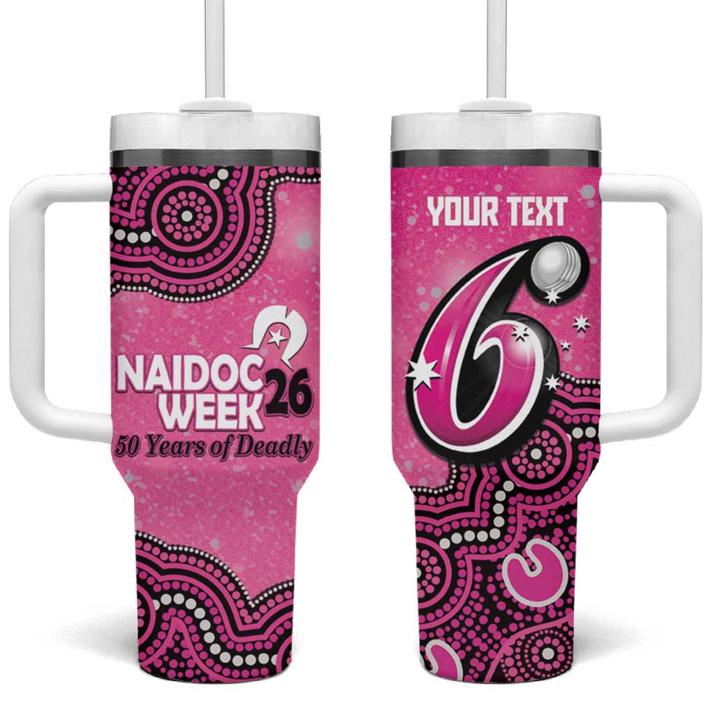 Sydney Sixers NAIDOC Week 2026 Custom Tumbler With Handle 50 Years Deadly Indigenous Art Glitter Effect
