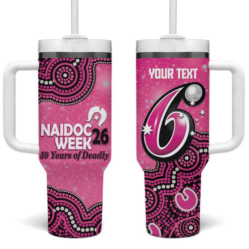 Sydney Sixers NAIDOC Week 2026 Custom Tumbler With Handle 50 Years Deadly Indigenous Art Glitter Effect