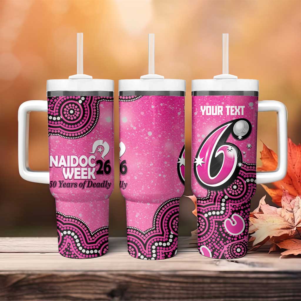 Sydney Sixers NAIDOC Week 2026 Custom Tumbler With Handle 50 Years Deadly Indigenous Art Glitter Effect