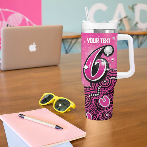 Sydney Sixers NAIDOC Week 2026 Custom Tumbler With Handle 50 Years Deadly Indigenous Art Glitter Effect