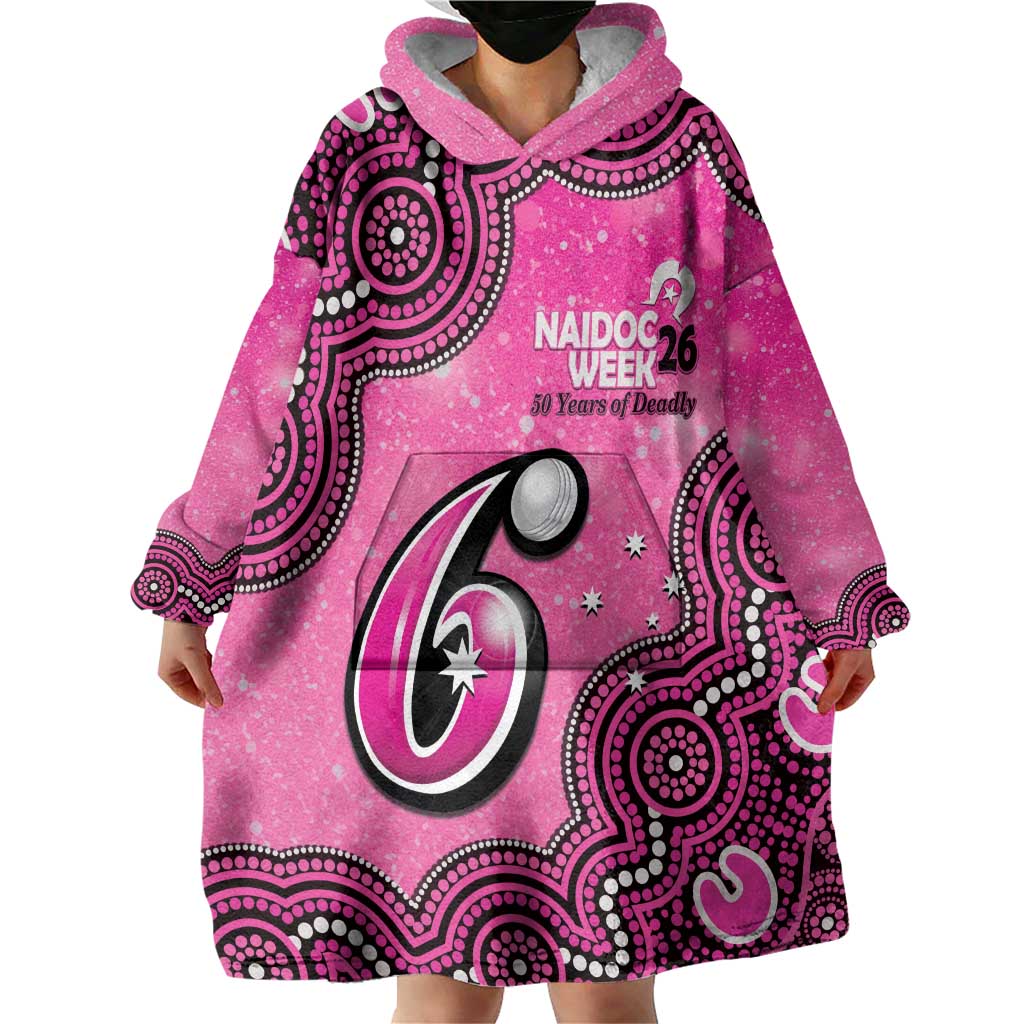 Sydney Sixers NAIDOC Week 2026 Custom Wearable Blanket Hoodie 50 Years Deadly Indigenous Art Glitter Effect
