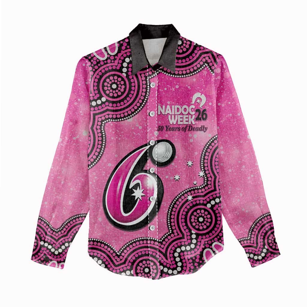 Sydney Sixers NAIDOC Week 2026 Custom Women Casual Shirt 50 Years Deadly Indigenous Art Glitter Effect