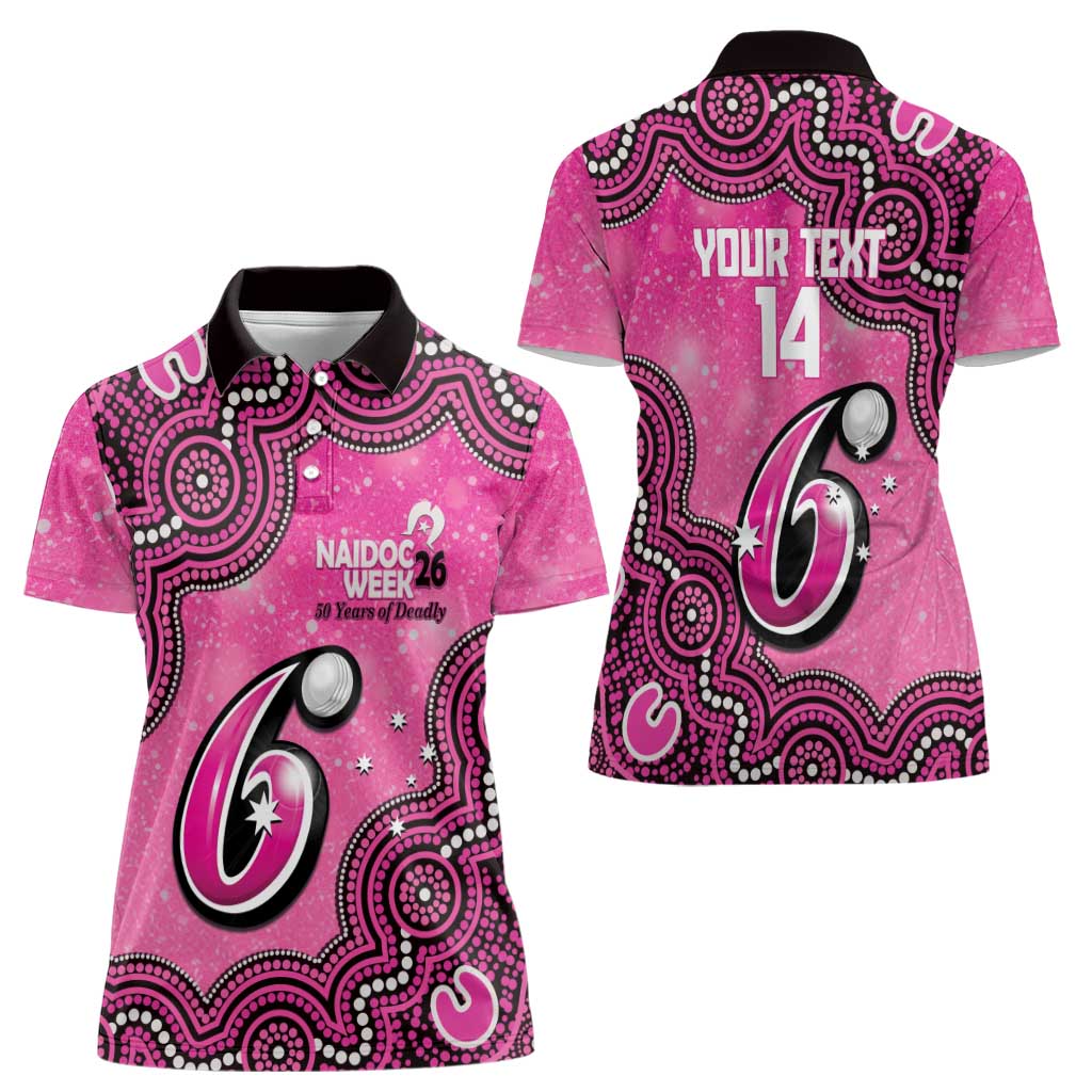 Sydney Sixers NAIDOC Week 2026 Custom Women Polo Shirt 50 Years Deadly Indigenous Art Glitter Effect