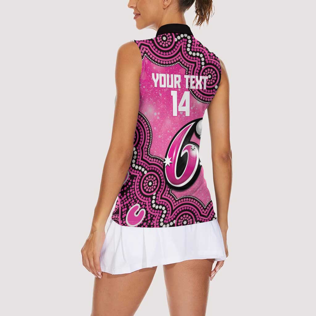 Sydney Sixers NAIDOC Week 2026 Custom Women Sleeveless Polo Shirt 50 Years Deadly Indigenous Art Glitter Effect