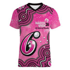 Sydney Sixers NAIDOC Week 2026 Custom Women V-Neck T-Shirt 50 Years Deadly Indigenous Art Glitter Effect