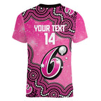 Sydney Sixers NAIDOC Week 2026 Custom Women V-Neck T-Shirt 50 Years Deadly Indigenous Art Glitter Effect