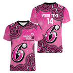 Sydney Sixers NAIDOC Week 2026 Custom Women V-Neck T-Shirt 50 Years Deadly Indigenous Art Glitter Effect