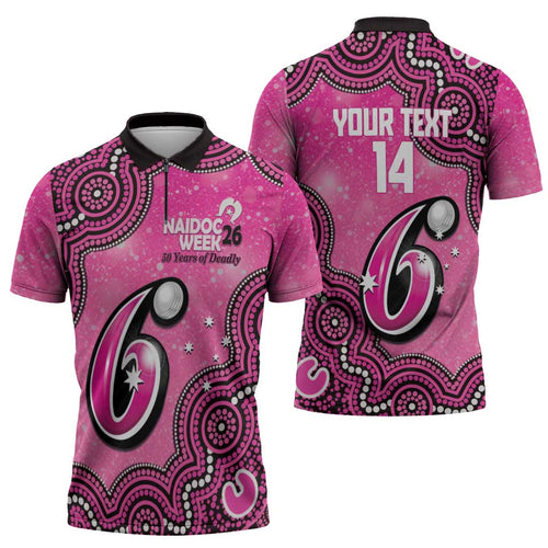 Sydney Sixers NAIDOC Week 2026 Custom Zipper Polo Shirt 50 Years Deadly Indigenous Art Glitter Effect