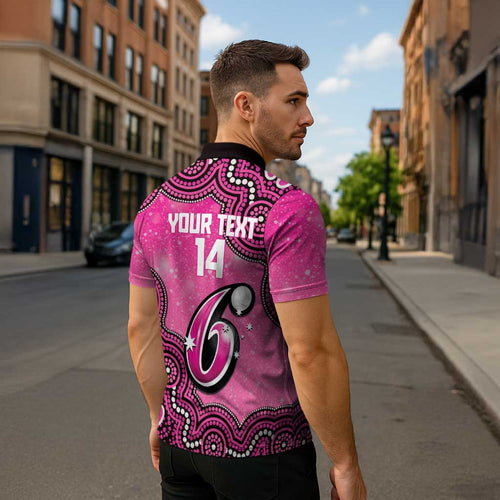 Sydney Sixers NAIDOC Week 2026 Custom Zipper Polo Shirt 50 Years Deadly Indigenous Art Glitter Effect
