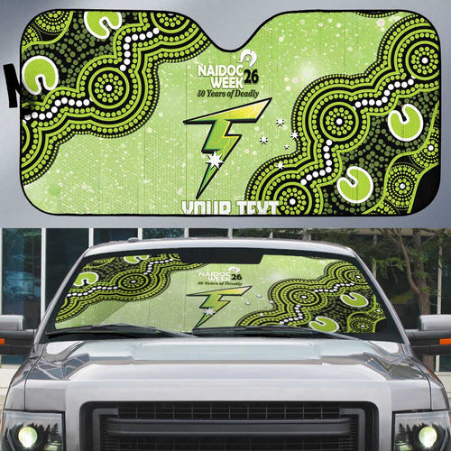 Sydney Thunder NAIDOC Week 2026 Custom Auto Sun Shade 50 Years Deadly Indigenous Art Glitter Effect