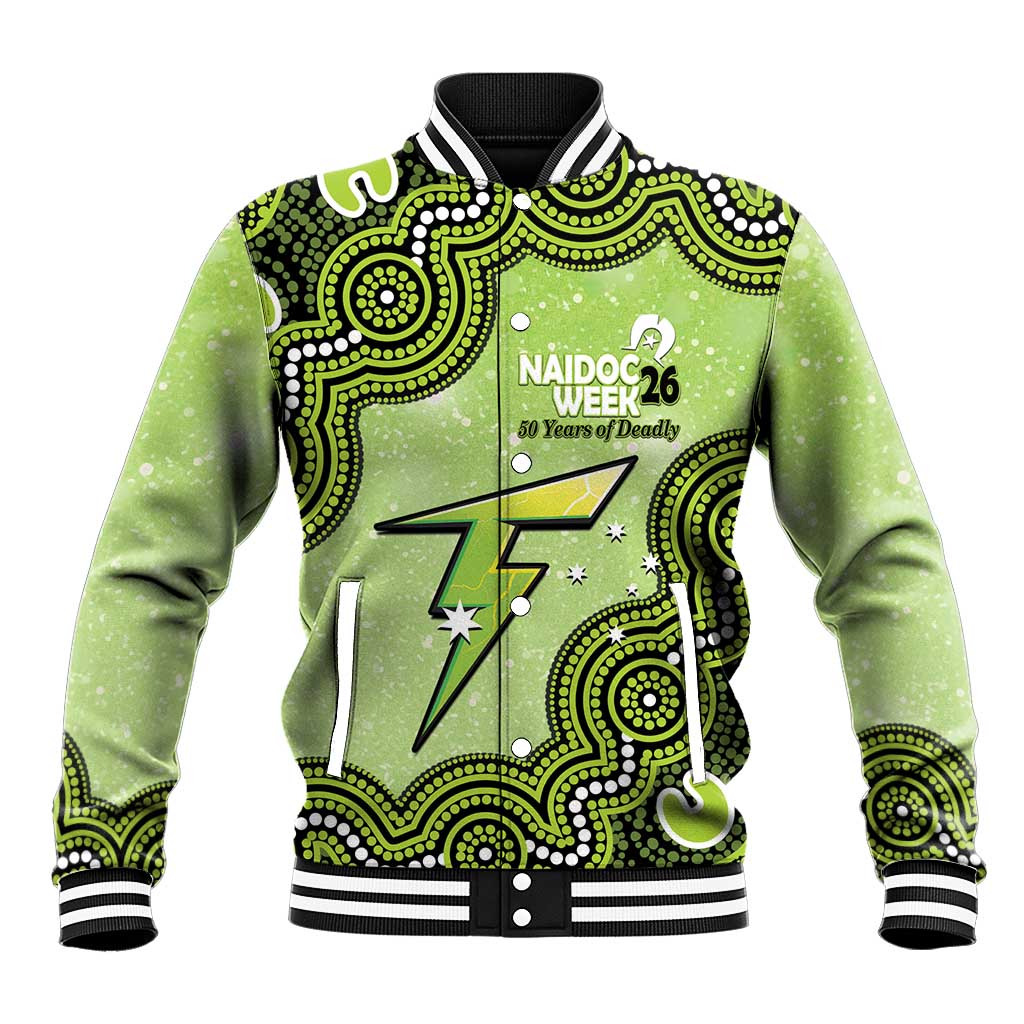 Sydney Thunder NAIDOC Week 2026 Custom Baseball Jacket 50 Years Deadly Indigenous Art Glitter Effect