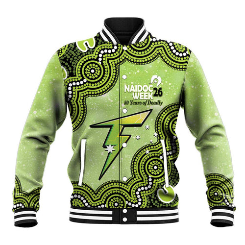 Sydney Thunder NAIDOC Week 2026 Custom Baseball Jacket 50 Years Deadly Indigenous Art Glitter Effect