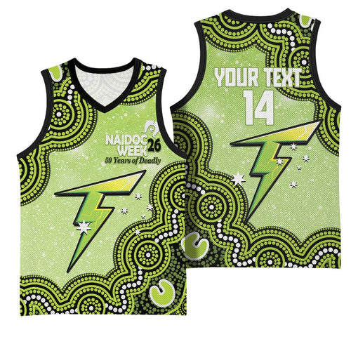 Sydney Thunder NAIDOC Week 2026 Custom Basketball Jersey 50 Years Deadly Indigenous Art Glitter Effect