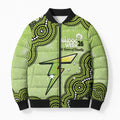 Sydney Thunder NAIDOC Week 2026 Custom Bomber Puffer Jacket 50 Years Deadly Indigenous Art Glitter Effect