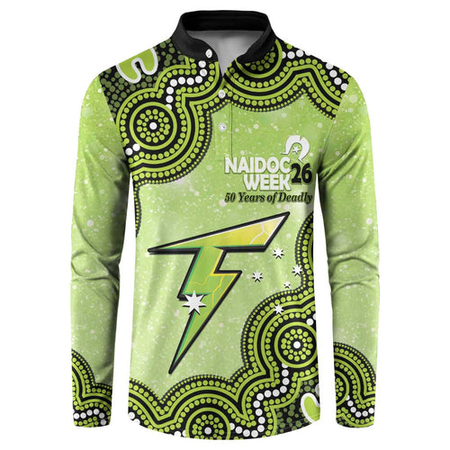Sydney Thunder NAIDOC Week 2026 Custom Button Sweatshirt 50 Years Deadly Indigenous Art Glitter Effect