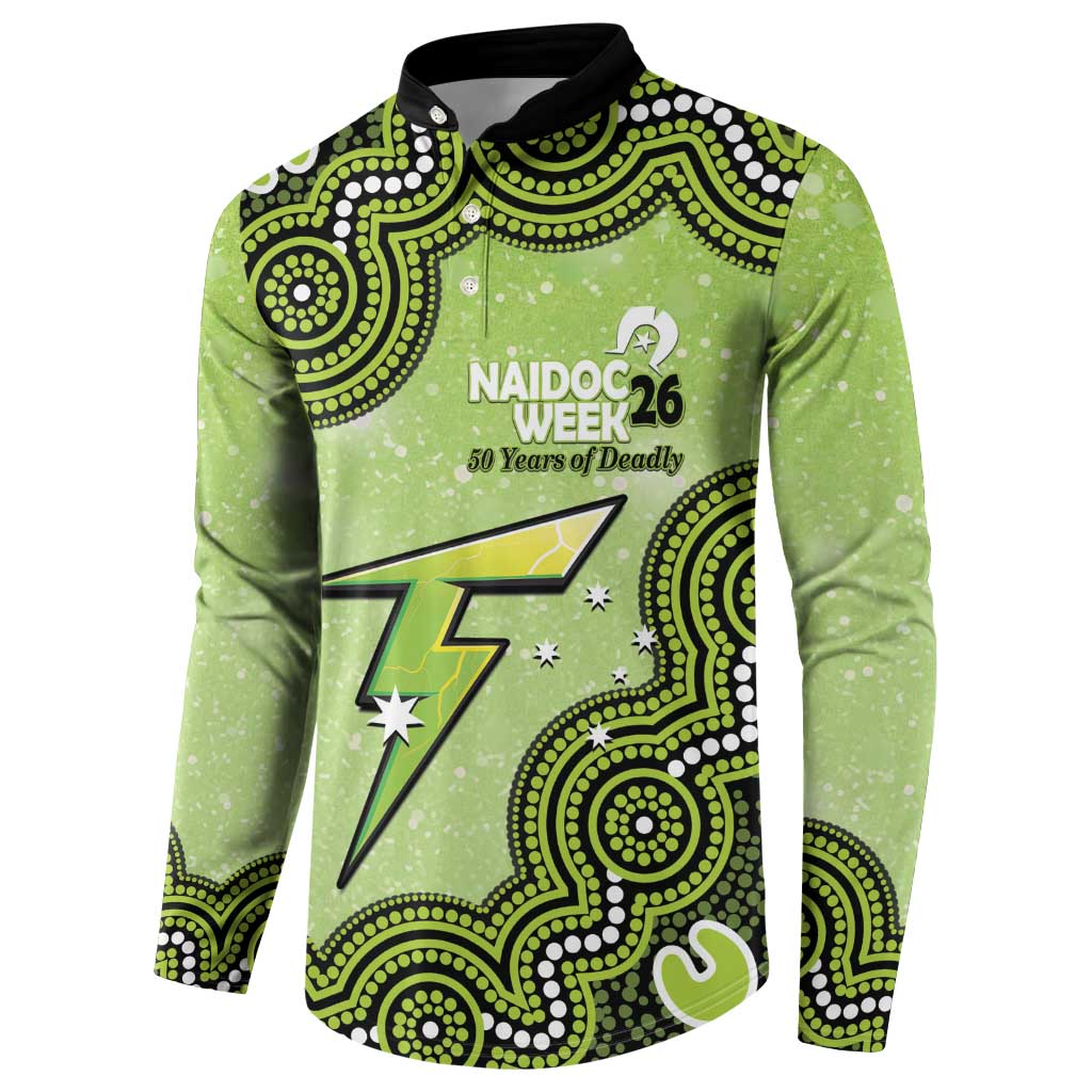 Sydney Thunder NAIDOC Week 2026 Custom Button Sweatshirt 50 Years Deadly Indigenous Art Glitter Effect