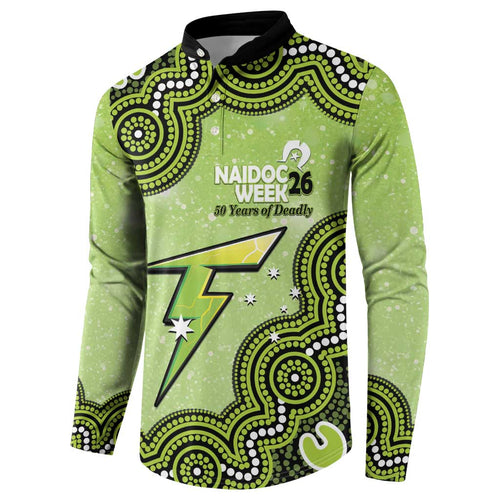 Sydney Thunder NAIDOC Week 2026 Custom Button Sweatshirt 50 Years Deadly Indigenous Art Glitter Effect