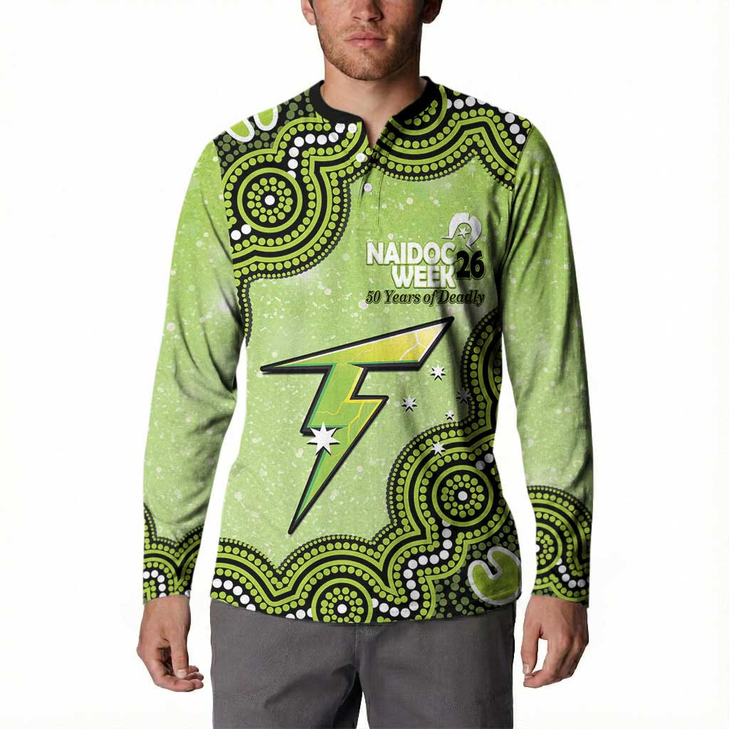 Sydney Thunder NAIDOC Week 2026 Custom Button Sweatshirt 50 Years Deadly Indigenous Art Glitter Effect