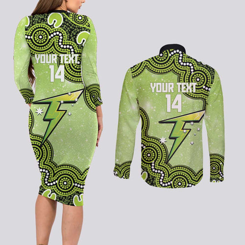 Sydney Thunder NAIDOC Week 2026 Custom Couples Matching Long Sleeve Bodycon Dress and Long Sleeve Button Shirt 50 Years Deadly Indigenous Art Glitter Effect