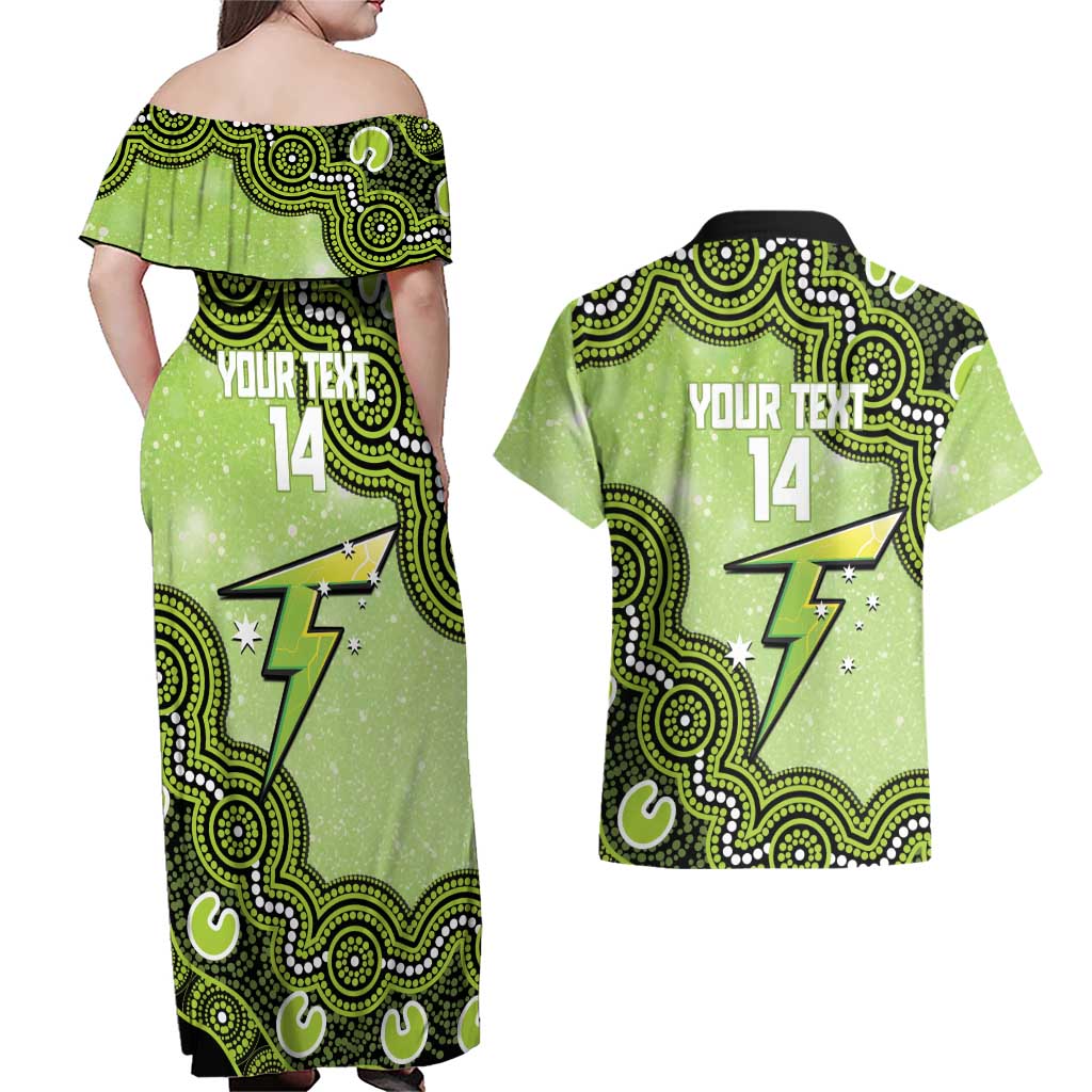 Sydney Thunder NAIDOC Week 2026 Custom Couples Matching Off Shoulder Maxi Dress and Hawaiian Shirt 50 Years Deadly Indigenous Art Glitter Effect