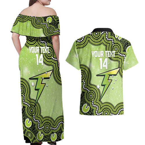 Sydney Thunder NAIDOC Week 2026 Custom Couples Matching Off Shoulder Maxi Dress and Hawaiian Shirt 50 Years Deadly Indigenous Art Glitter Effect